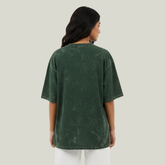 Bottle Green Acid Wash Oversized T-Shirt