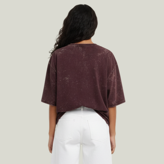 Maroon Acid Wash Oversized T-Shirt