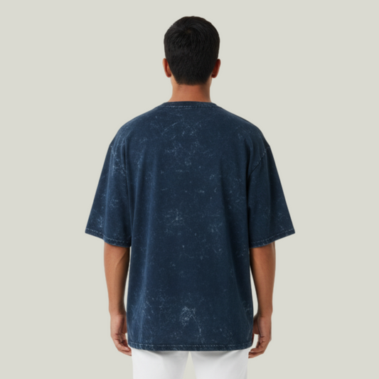 Navy Blue Acid Wash Oversized T-Shirt
