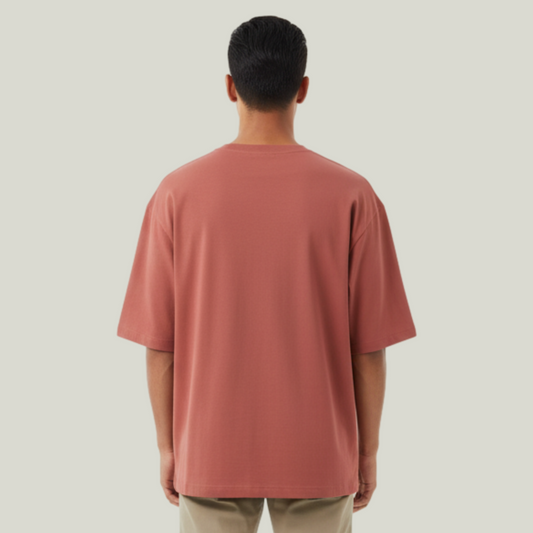 Coral Oversized Solid T-Shirt