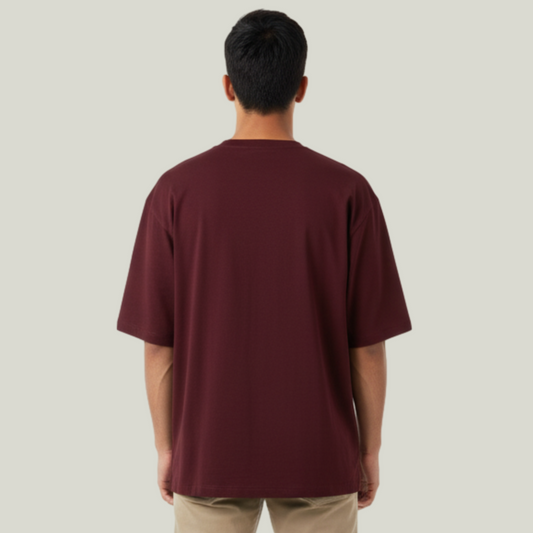Maroon Oversized Solid T-Shirt