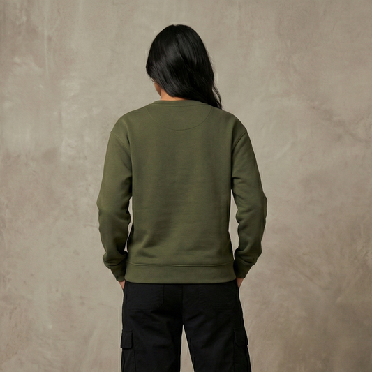 Solid Olive Green Sweatshirt for Men and Women