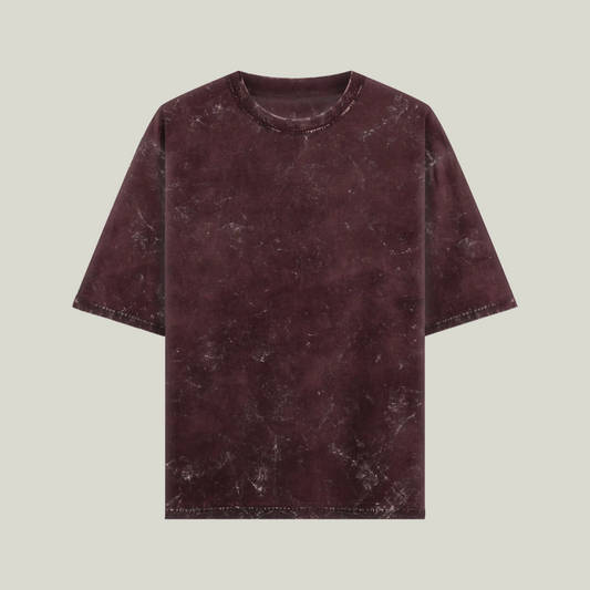 Maroon Acid Wash Oversized T-Shirt