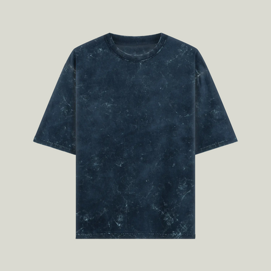 Navy Blue Acid Wash Oversized T-Shirt