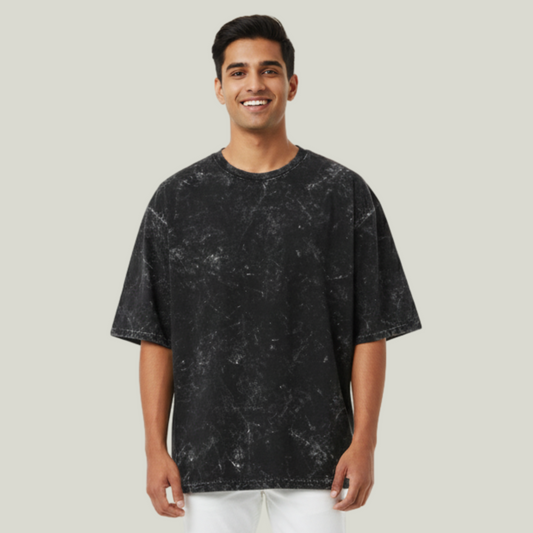 Black Acid Wash Oversized T-Shirt