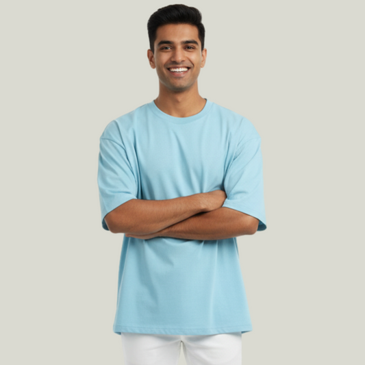 Baby Blue Oversized Solid T-Shirt