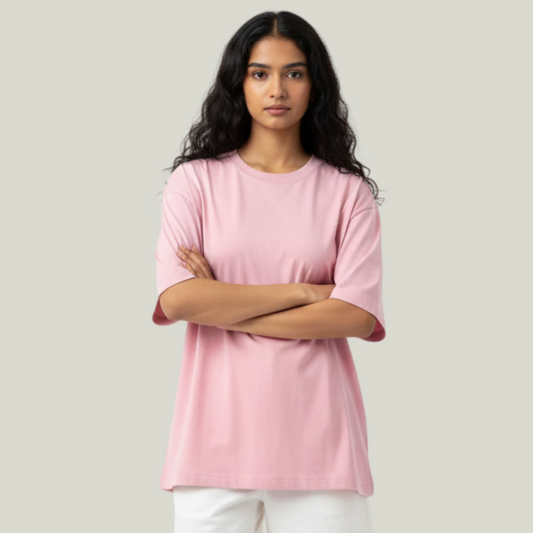 Baby Pink Oversized Solid T-Shirt