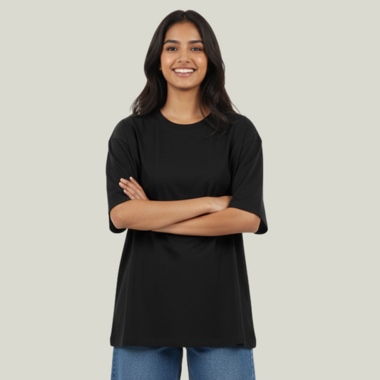 Black Oversized Solid T-Shirt