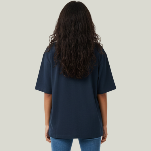 Navy Blue Oversized Solid T-Shirt