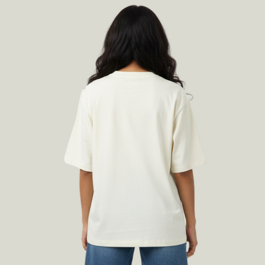 Off White Oversized Solid T-Shirt
