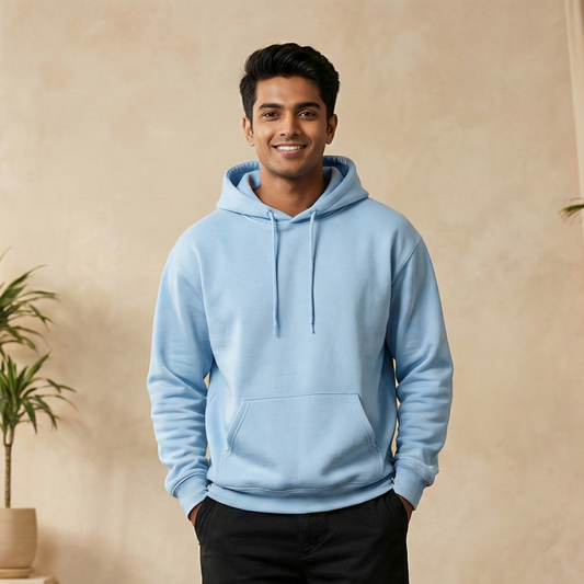 Solid Baby Blue Hoodie for Men and Women