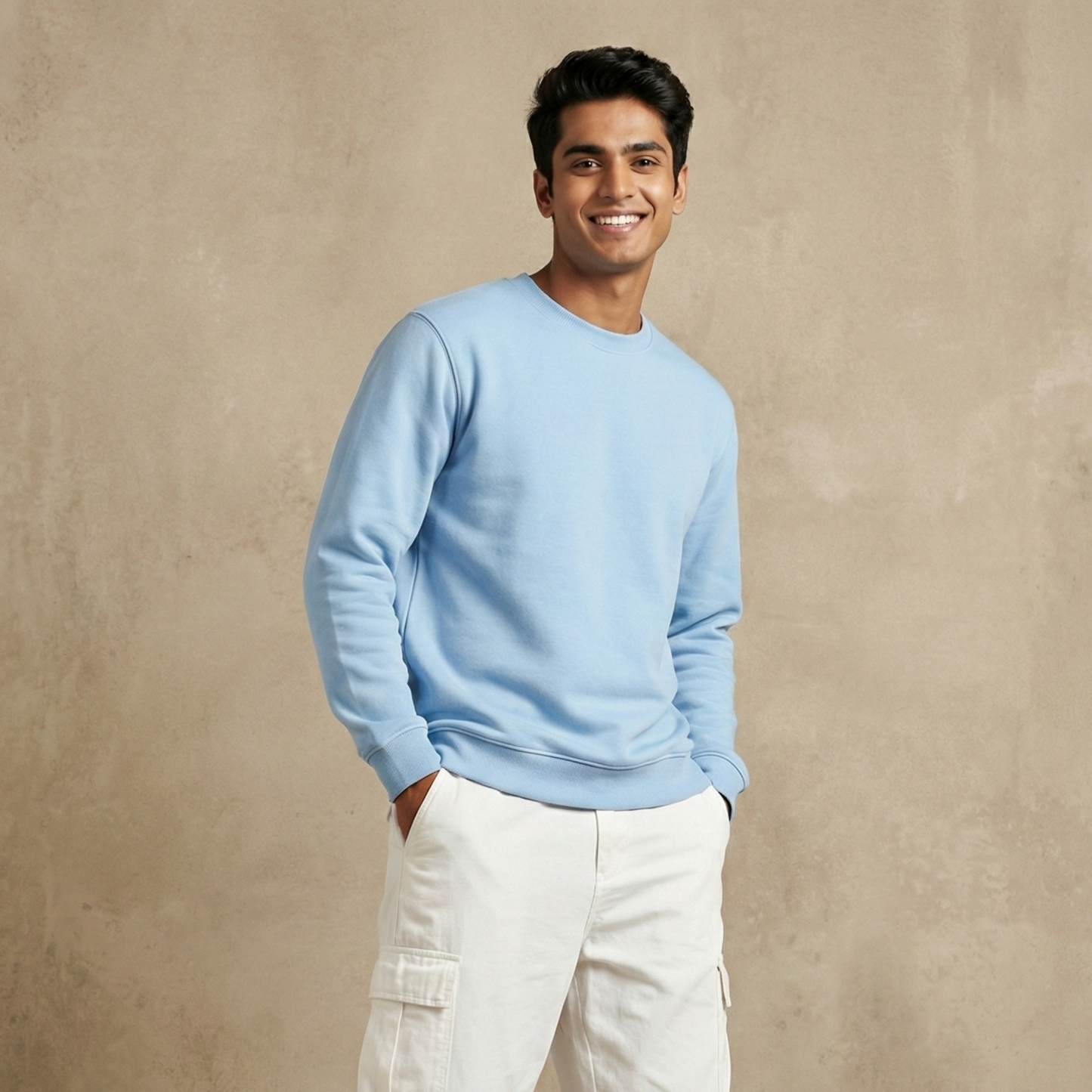 Solid Baby Blue Sweatshirt for Men and Women
