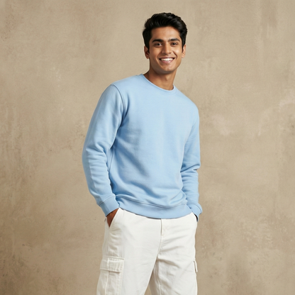 Solid Baby Blue Sweatshirt for Men and Women