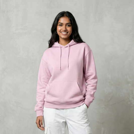 Solid Baby Pink Hoodie for Men and Women