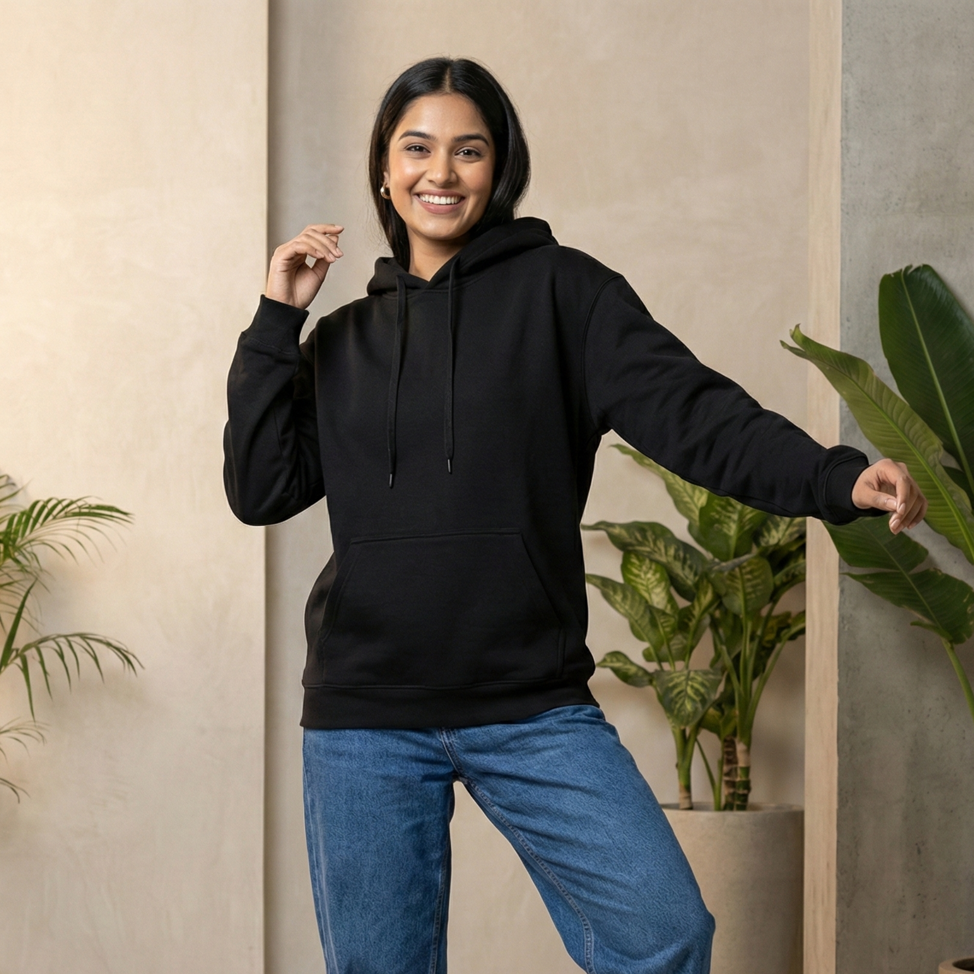 Solid Black Hoodie for Men and Women