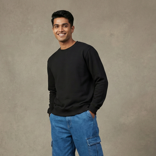 Solid Black Sweatshirt for Men and Women