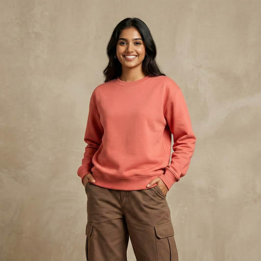 Solid Coral Sweatshirt for Men and Women