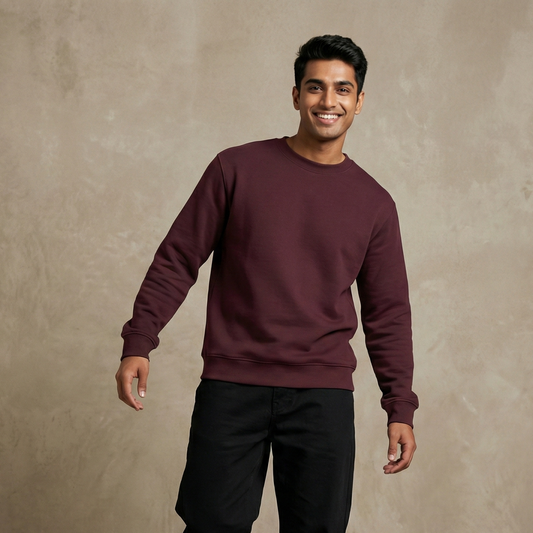 Solid Maroon Sweatshirt for Men and Women