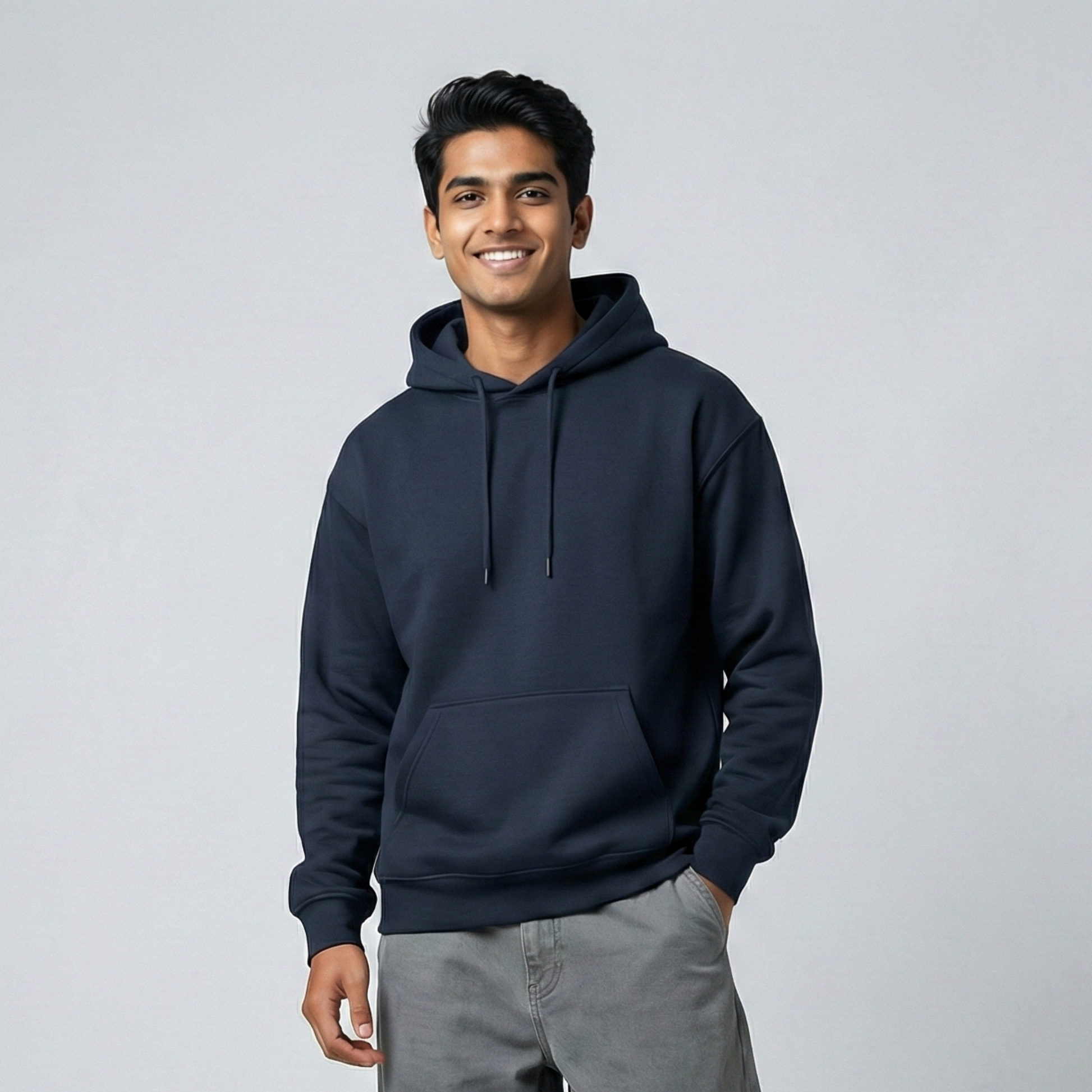 Solid Navy Blue Hoodie for Men and Women