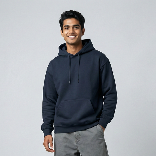 Solid Navy Blue Hoodie for Men and Women