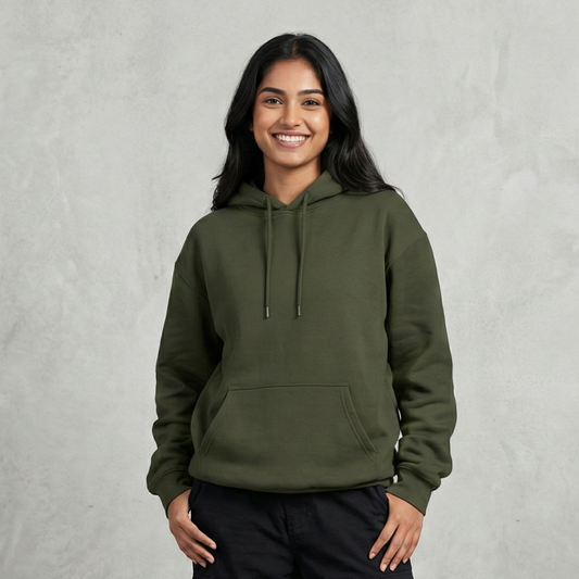 Solid Olive Green Hoodie for Men and Women