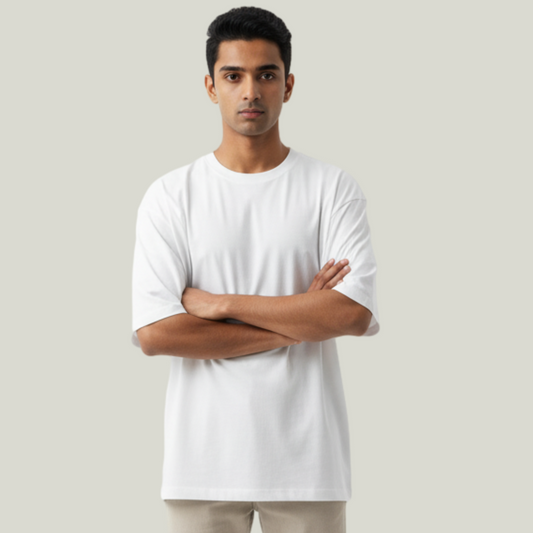 White Oversized Solid T-Shirt